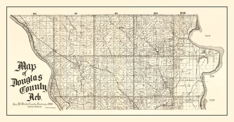 Size comparison using Vintage Map of Douglas County, Nebraska 1900