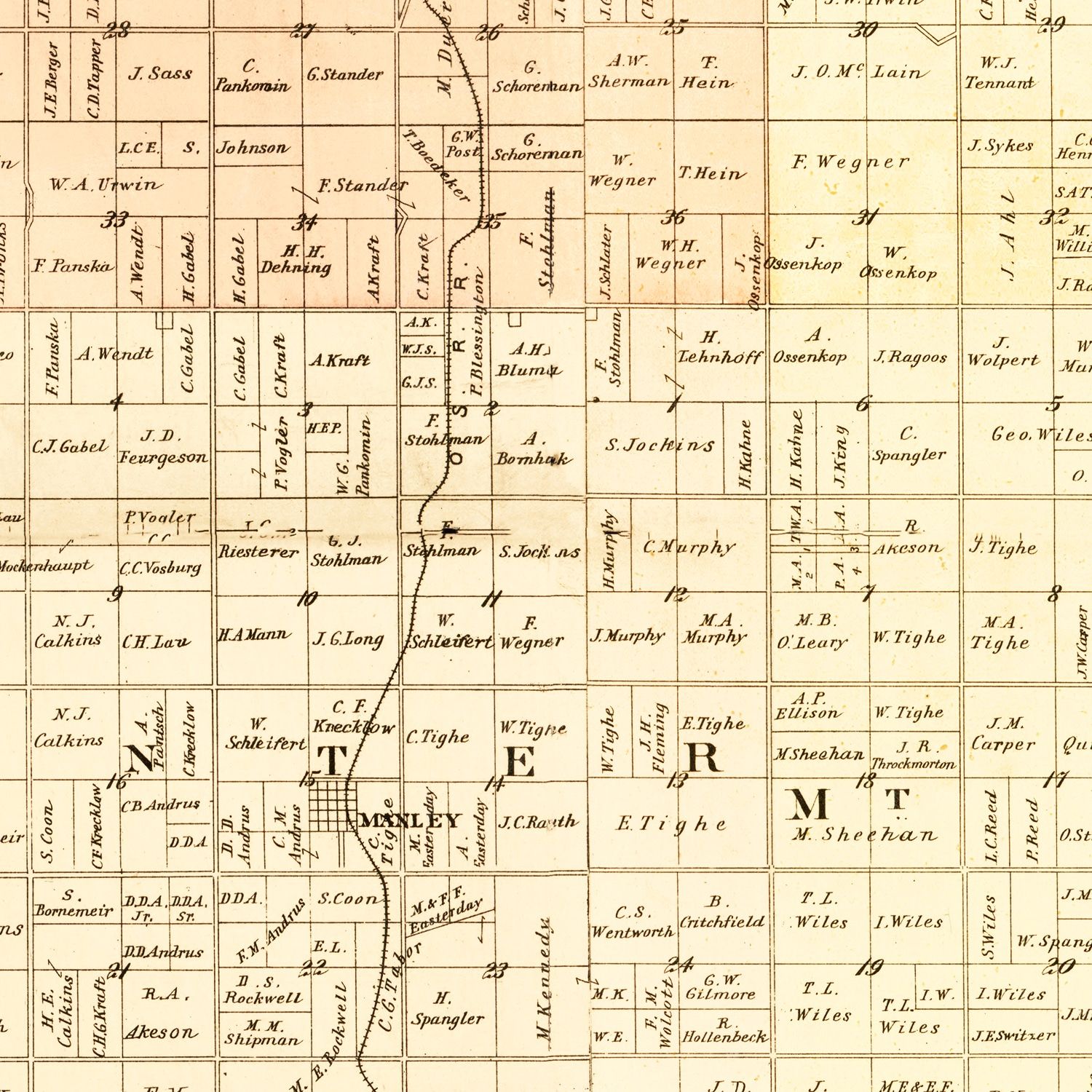 Restored historic details from the 1894 county map of Cass County, Nebraska