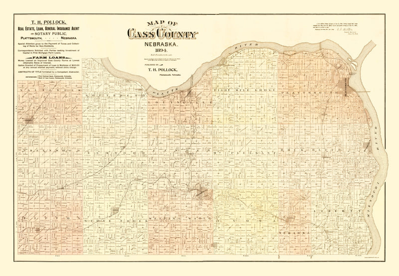 Size comparison using Vintage Map of Cass County, Nebraska 1894