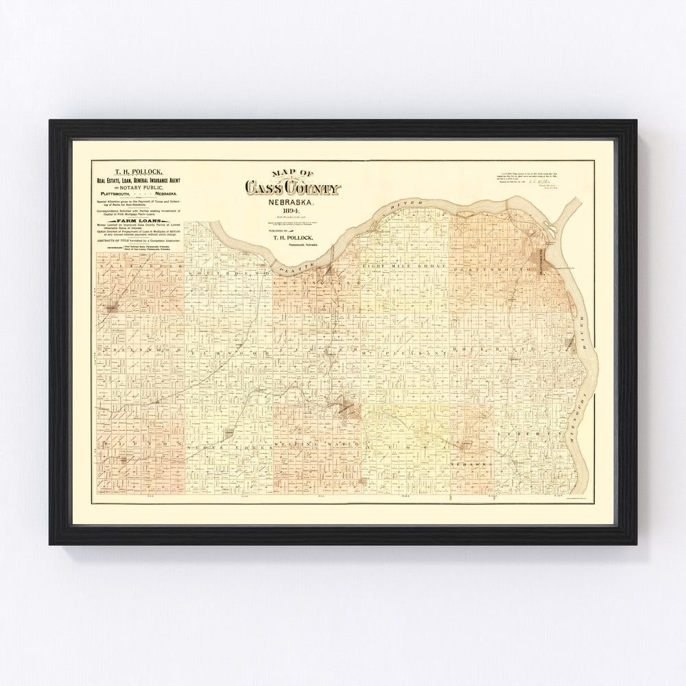 Cass County Vintage Map 1894
