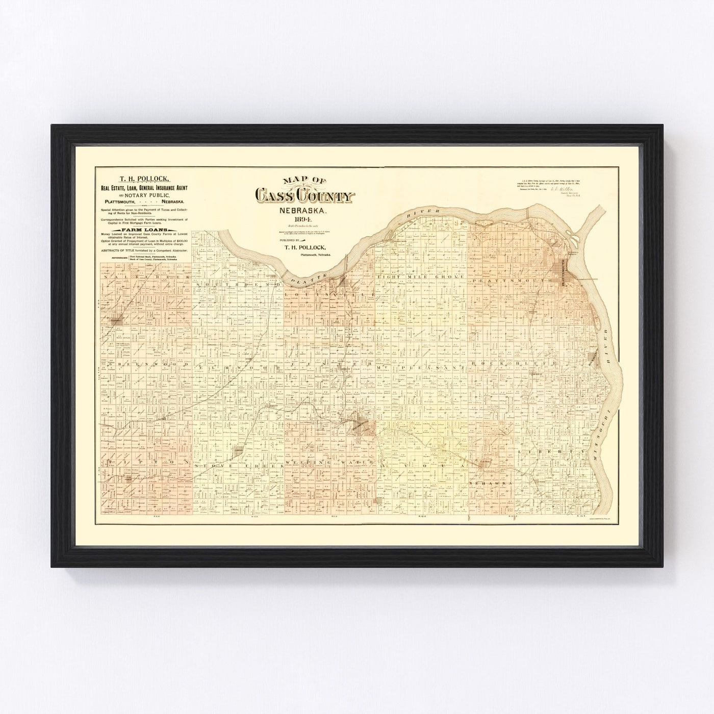 Cass County Vintage Map 1894