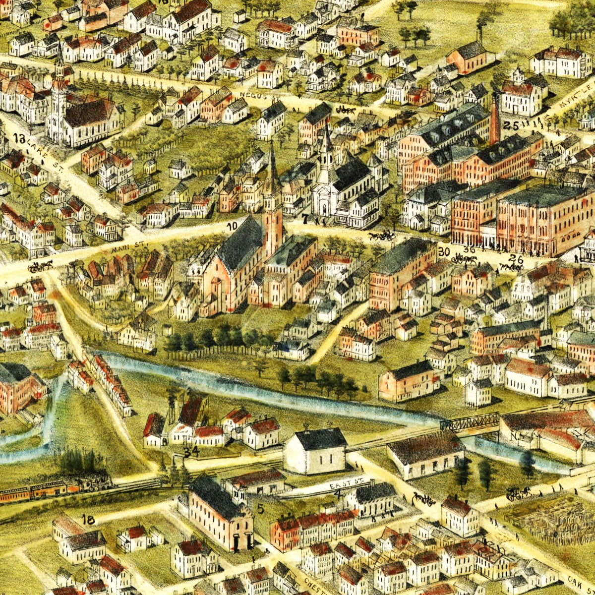 Restored historic details from the 1892 city map of Webster, Massachusetts