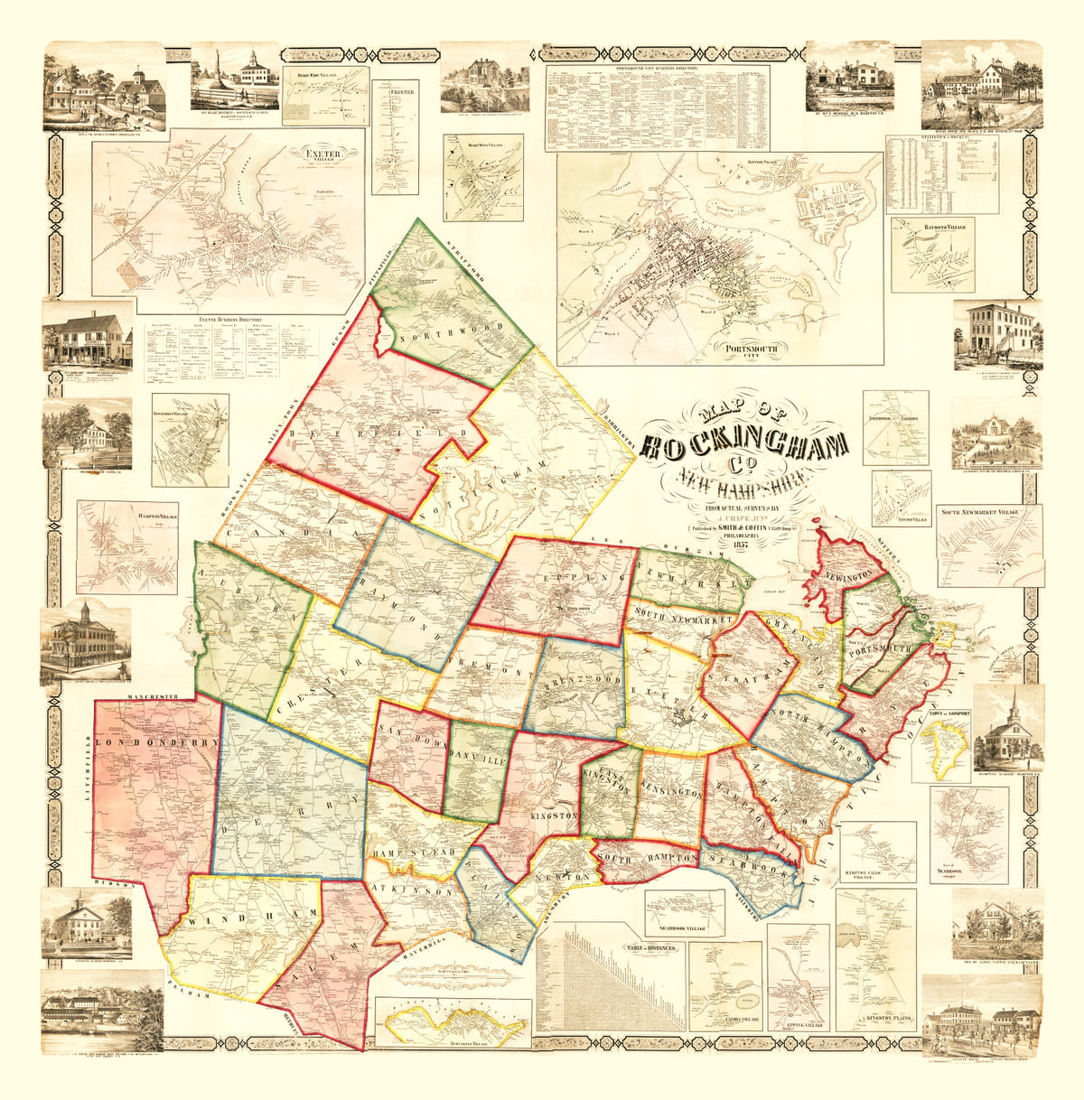 Preview of Vintage Map of Rockingham County, New Hampshire 1857
