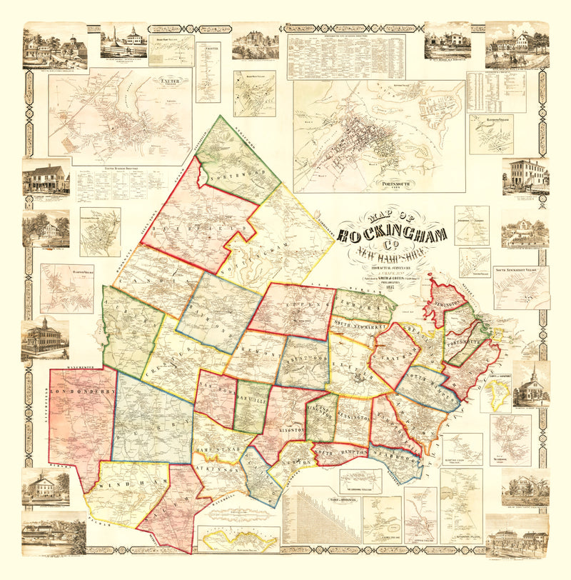 Size comparison using Vintage Map of Rockingham County, New Hampshire 1857