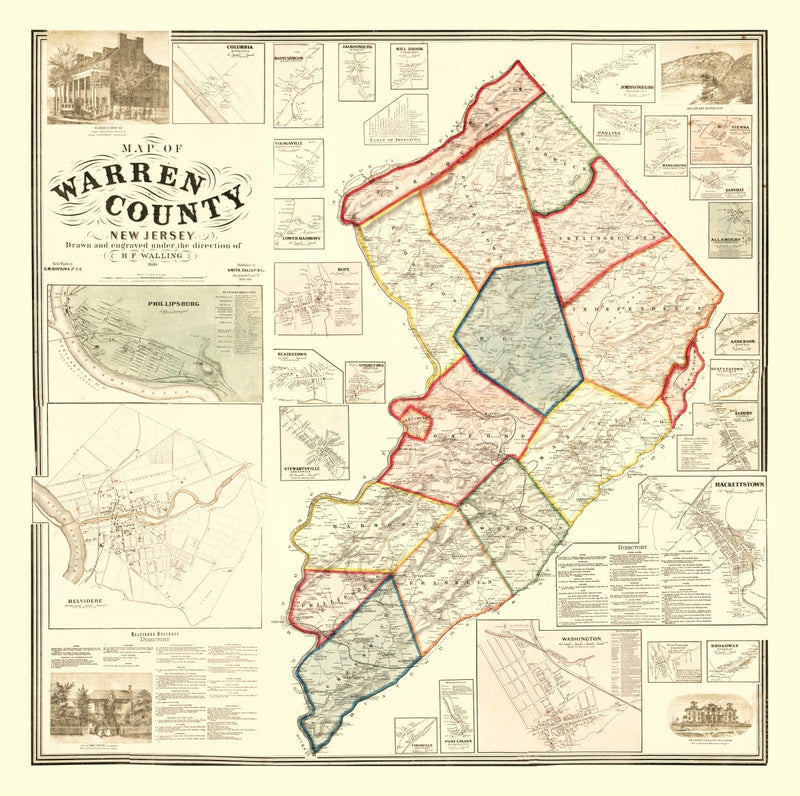 Size comparison using Vintage Map of Warren County, New Jersey 1860