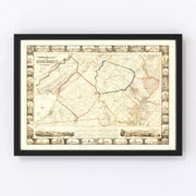 Union County Vintage Map 1862
