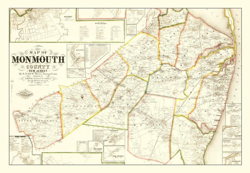 Size comparison using Vintage Map of Monmouth County, New Jersey 1861