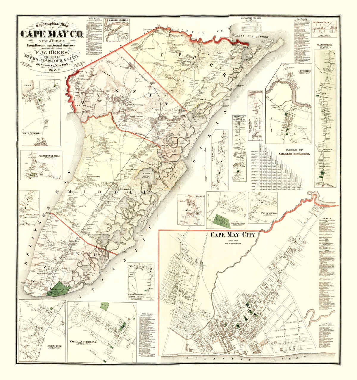 Preview of Vintage Map of Cape May County, New Jersey 1872