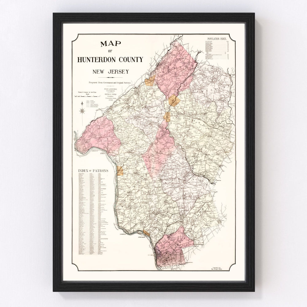 Hunterdon County Vintage Map 1902