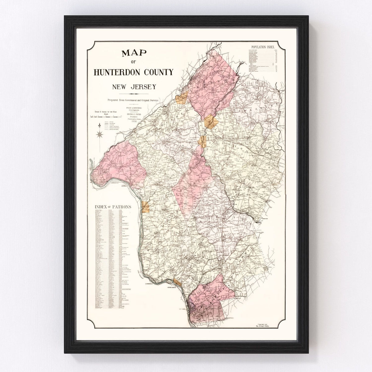 Hunterdon County Vintage Map 1902
