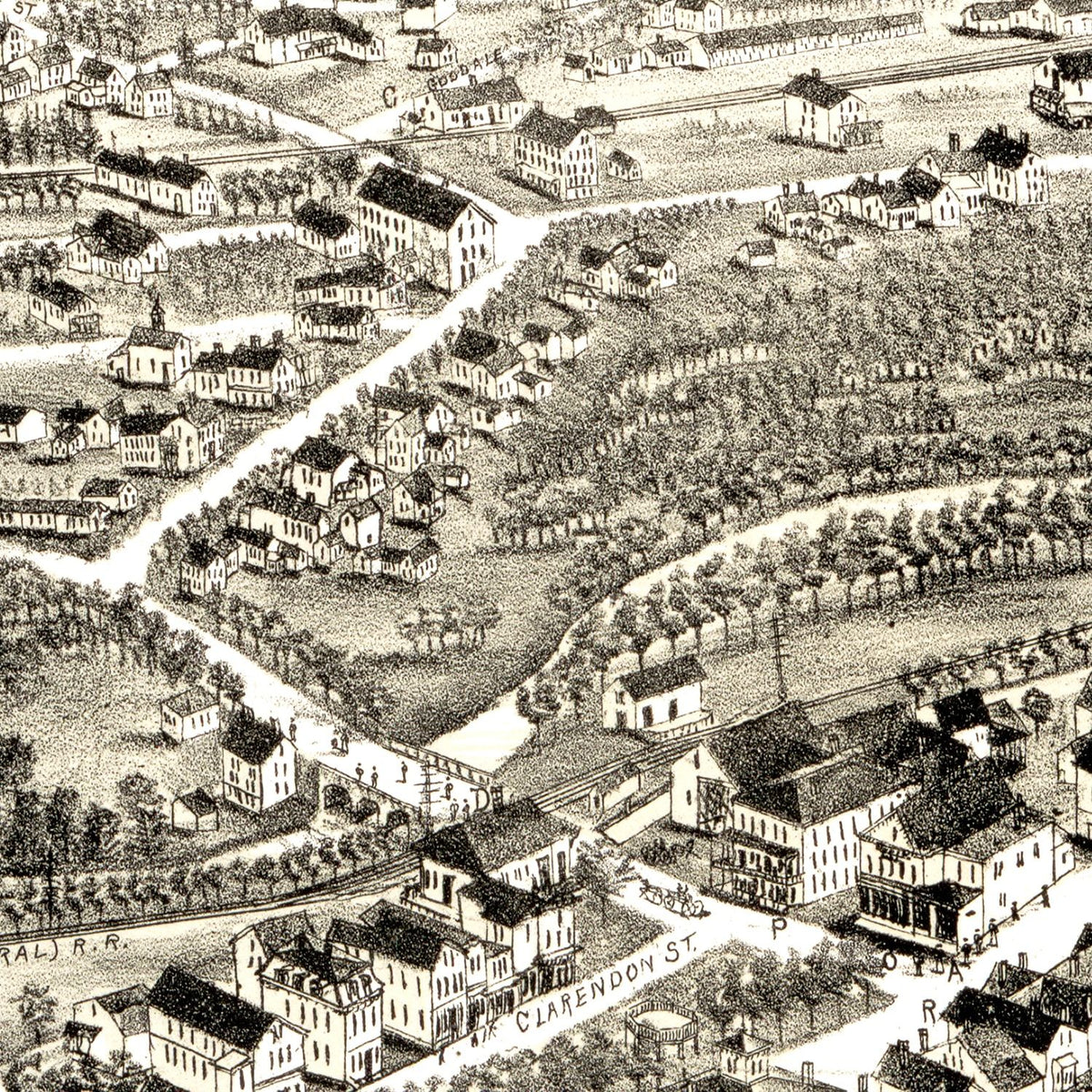Restored historic details from the 1891 city map of West Boylston, Massachusetts