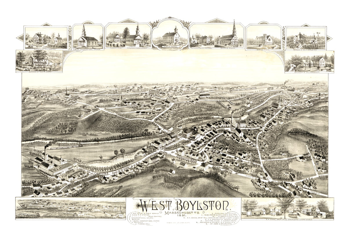 Preview of Vintage Map of West Boylston, Massachusetts 1891
