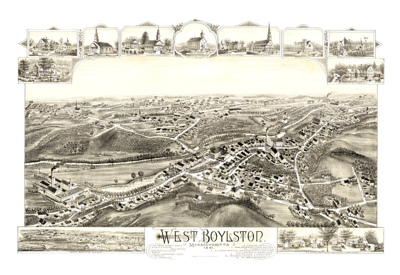 Size comparison using Vintage Map of West Boylston, Massachusetts 1891