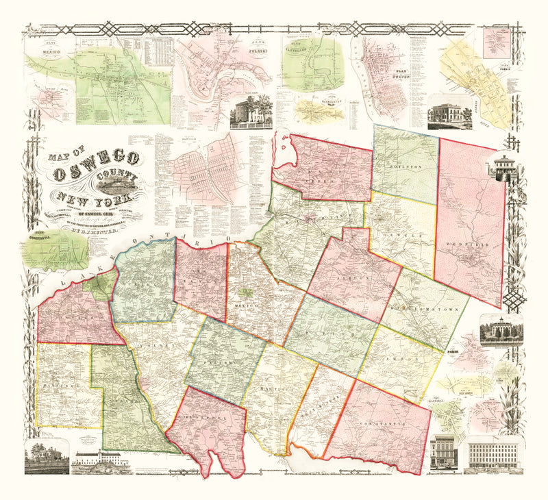 Size comparison using Vintage Map of Oswego County, New York 1854