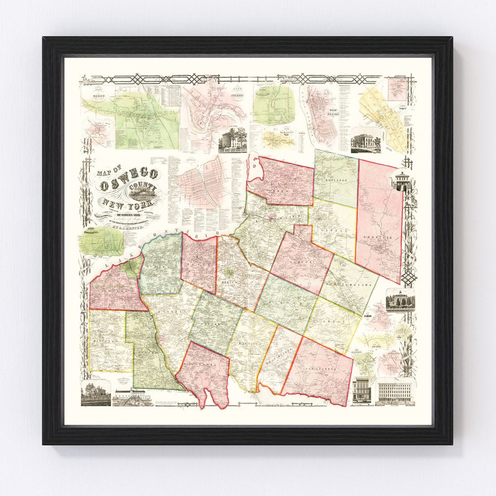 Oswego County Vintage Map 1854