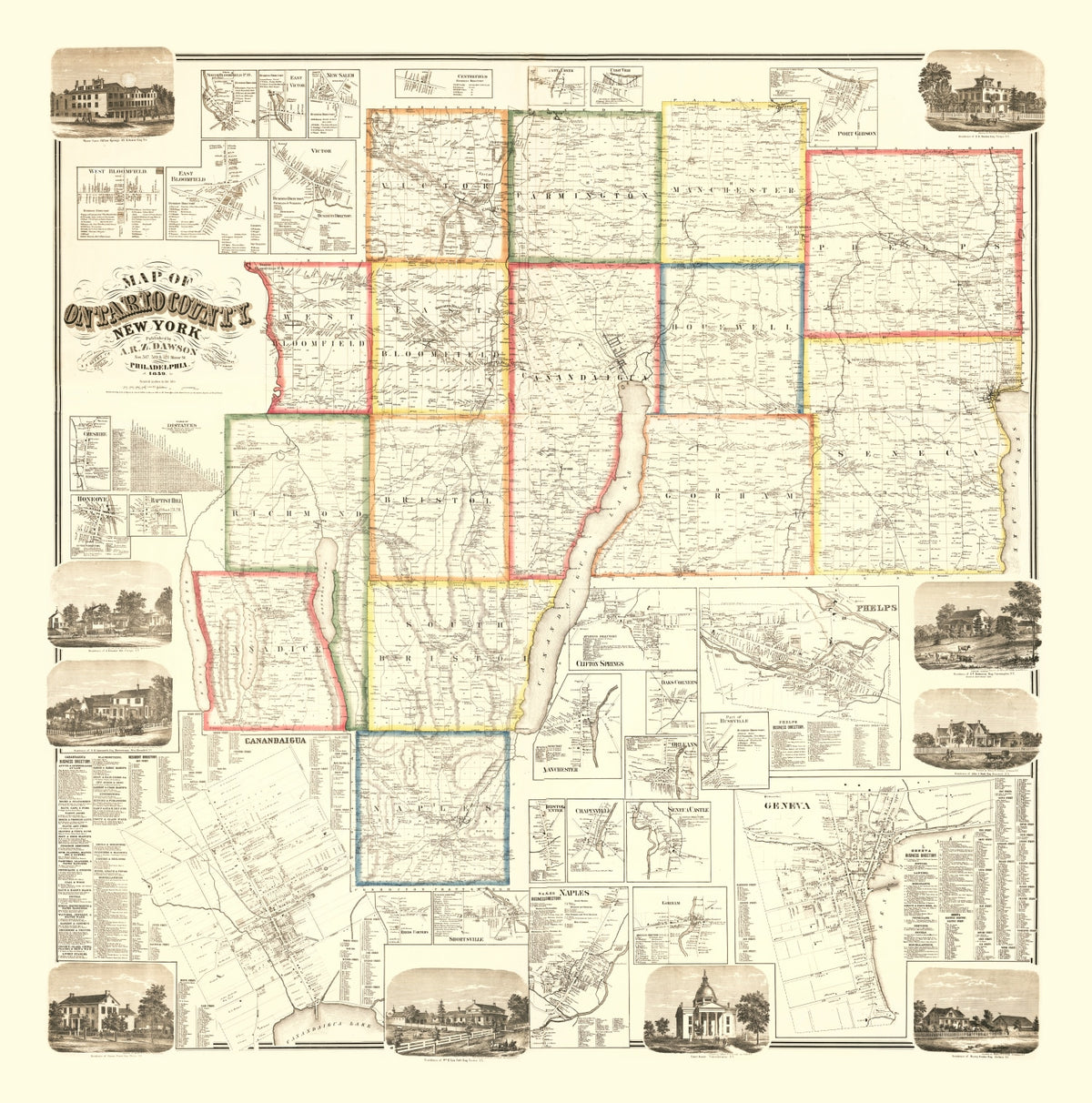 Preview of Vintage Map of Ontario County, New York 1859
