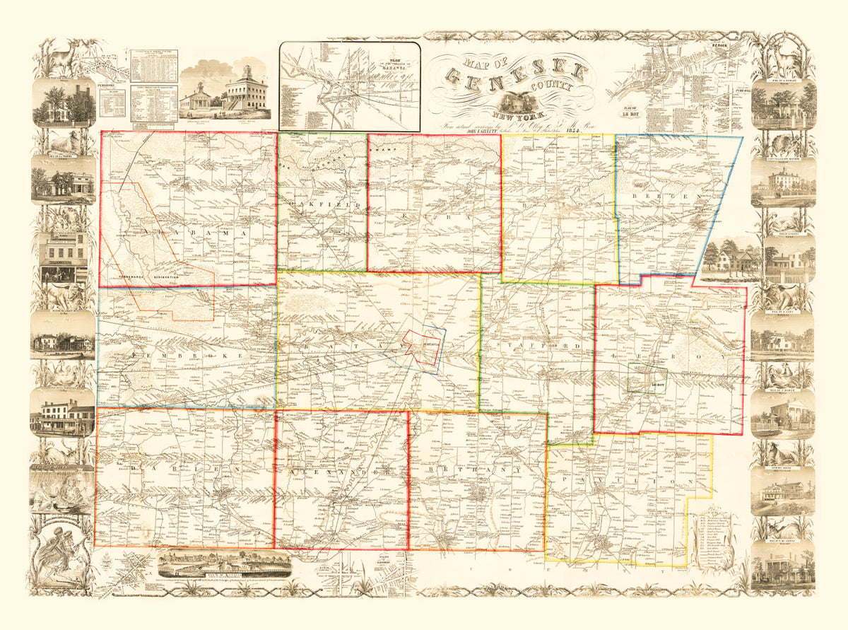 Preview of Vintage Map of Genesee County, New York 1854