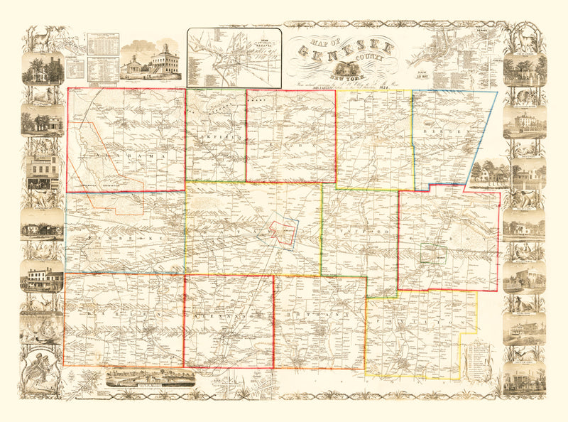 Size comparison using Vintage Map of Genesee County, New York 1854