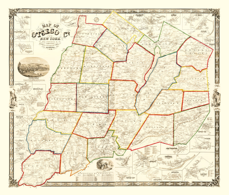 Size comparison using Vintage Map of Otsego County, New York 1856
