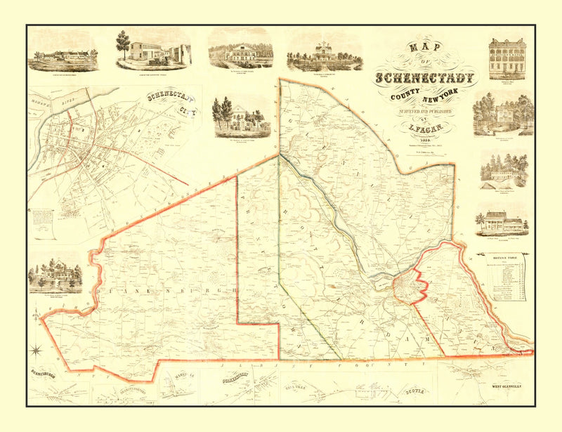 Size comparison using Vintage Map of Schenectady County, New York 1856