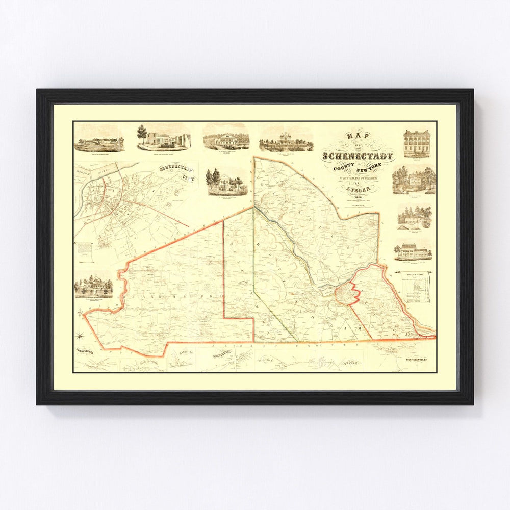 Schenectady County Vintage Map 1856