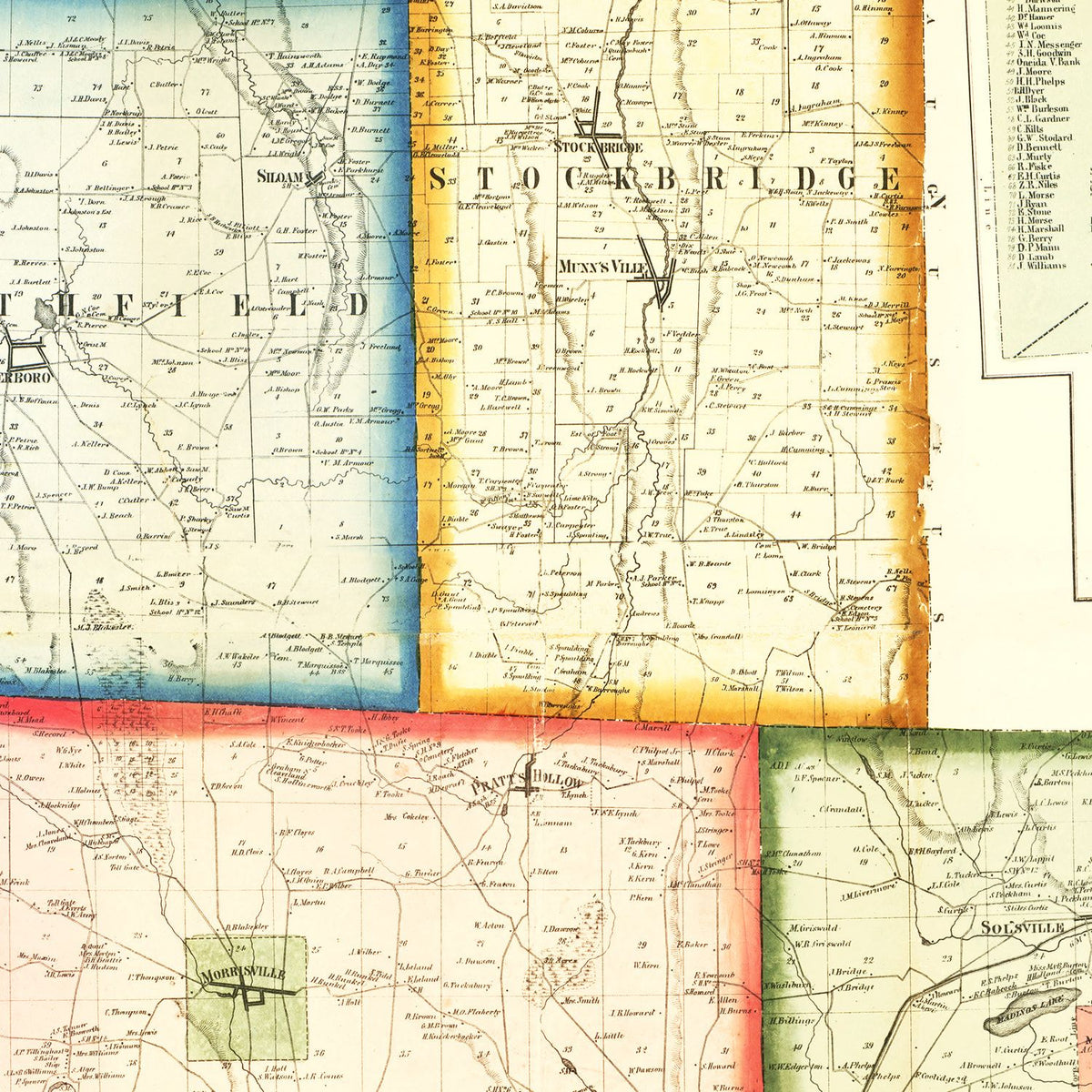 Restored historic details from the 1859 county map of Madison County, New York