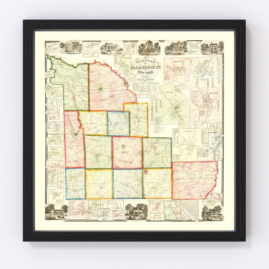 Madison County Vintage Map 1859