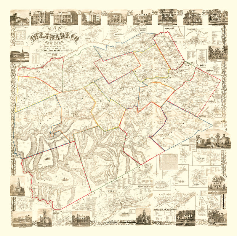Size comparison using Vintage Map of Delaware County, New York 1856