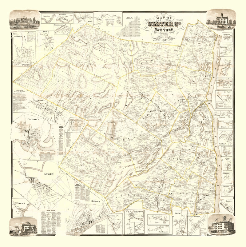 Size comparison using Vintage Map of Ulster County, New York 1858