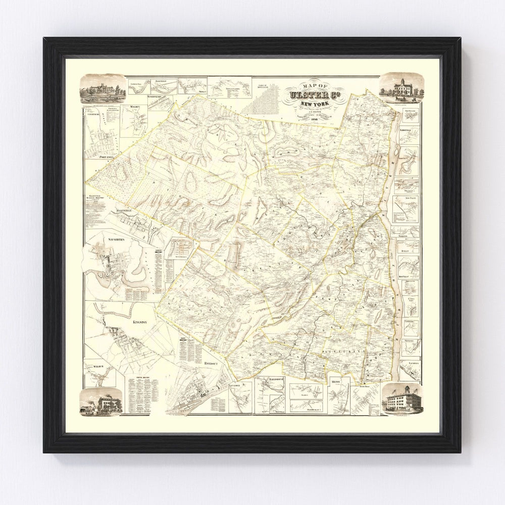 Ulster County Vintage Map 1858