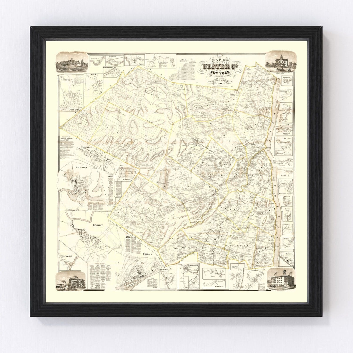 Ulster County Vintage Map 1858