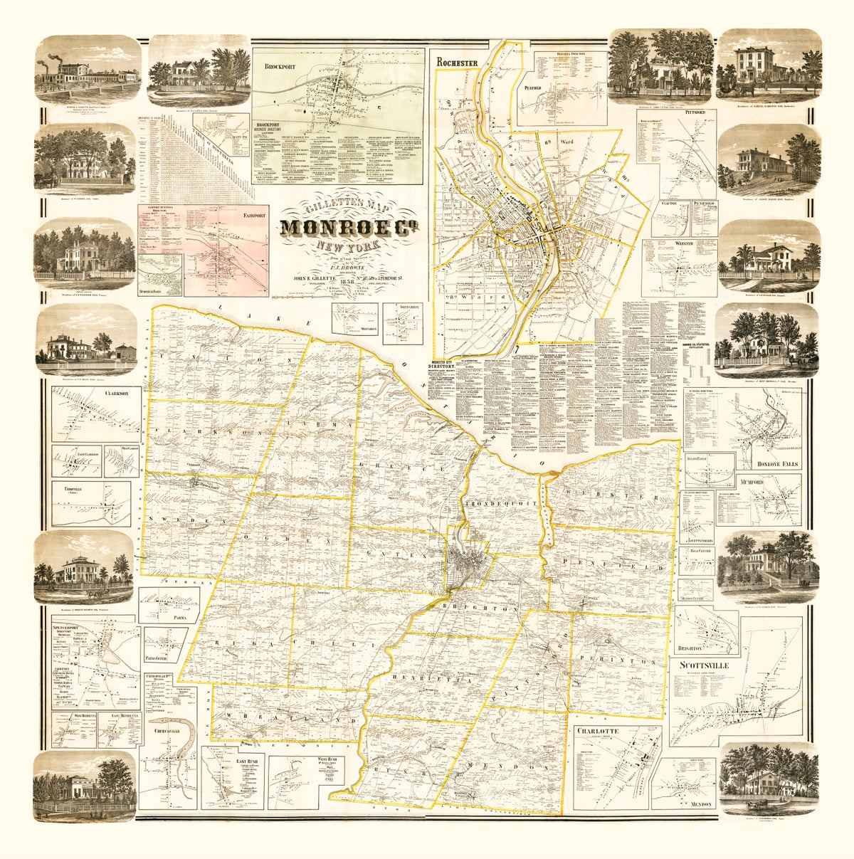 Preview of Vintage Map of Monroe County, New York 1858