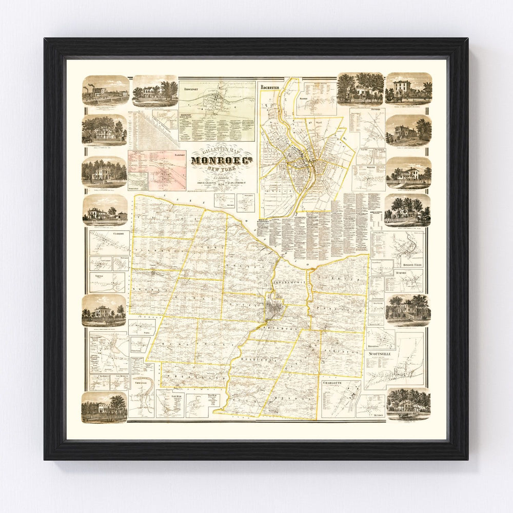 Monroe County Vintage Map 1858