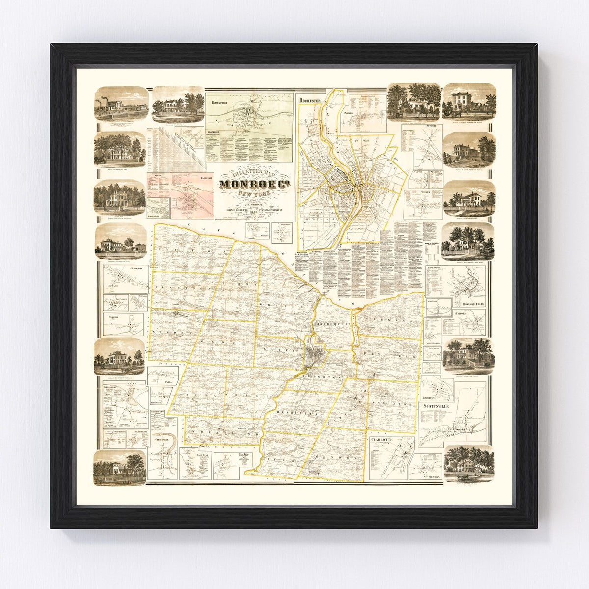 Monroe County Vintage Map 1858