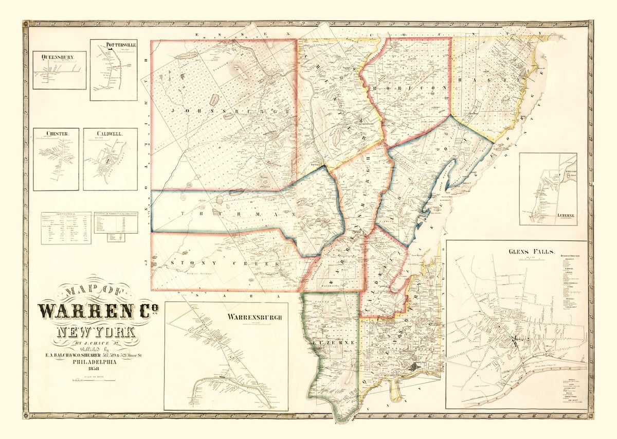 Preview of Vintage Map of Warren County, New York 1858