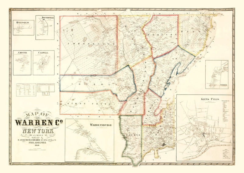 Size comparison using Vintage Map of Warren County, New York 1858