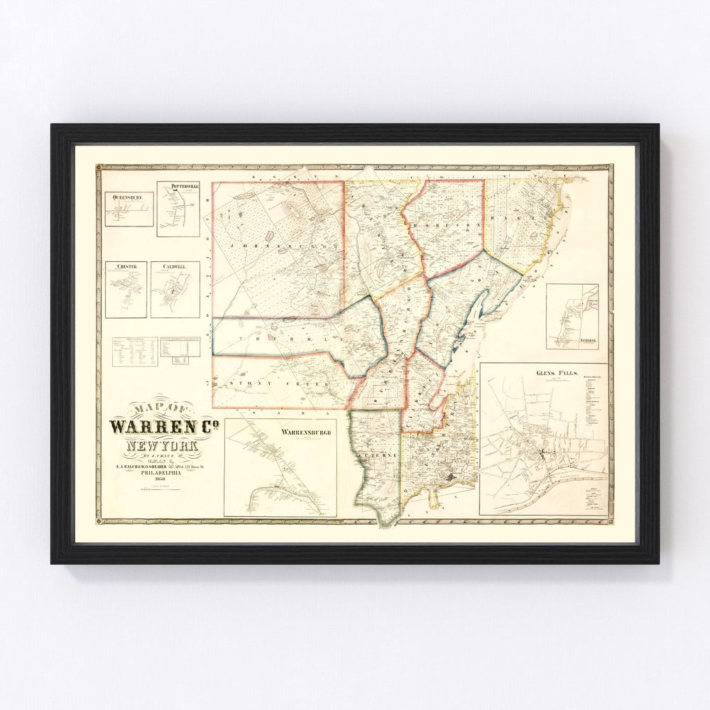 Warren County Vintage Map 1858