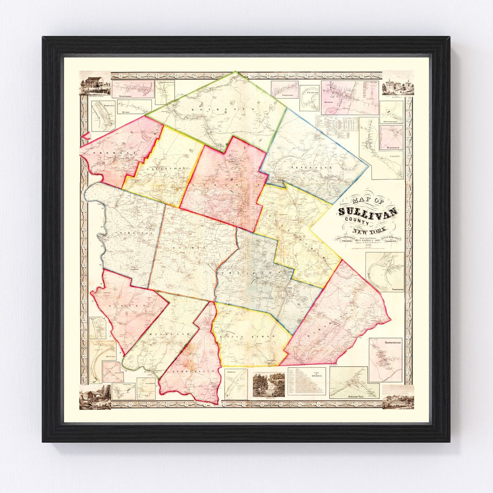 Sullivan County Vintage Map 1856