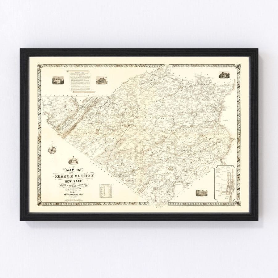 Orange County Vintage Map 1851