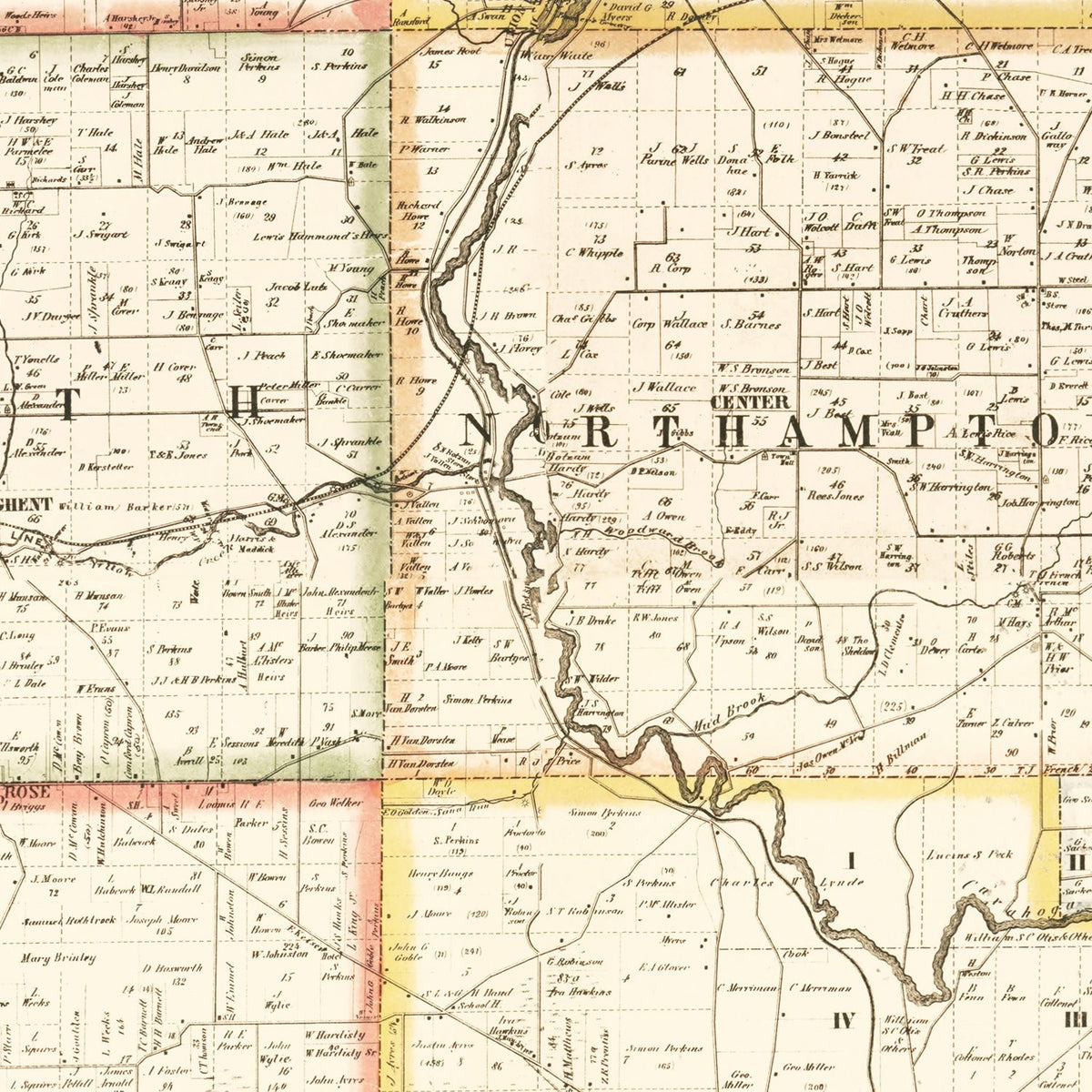 Restored historic details from the 1856 county map of Summit County, Ohio