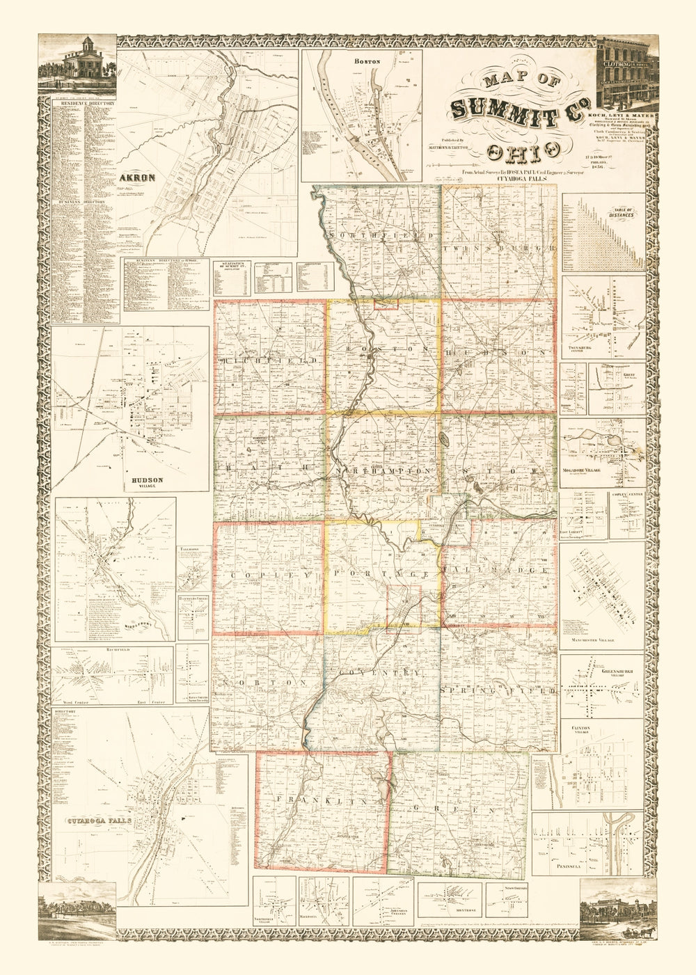 Vintage Map of Summit County, Ohio 1856 print style example