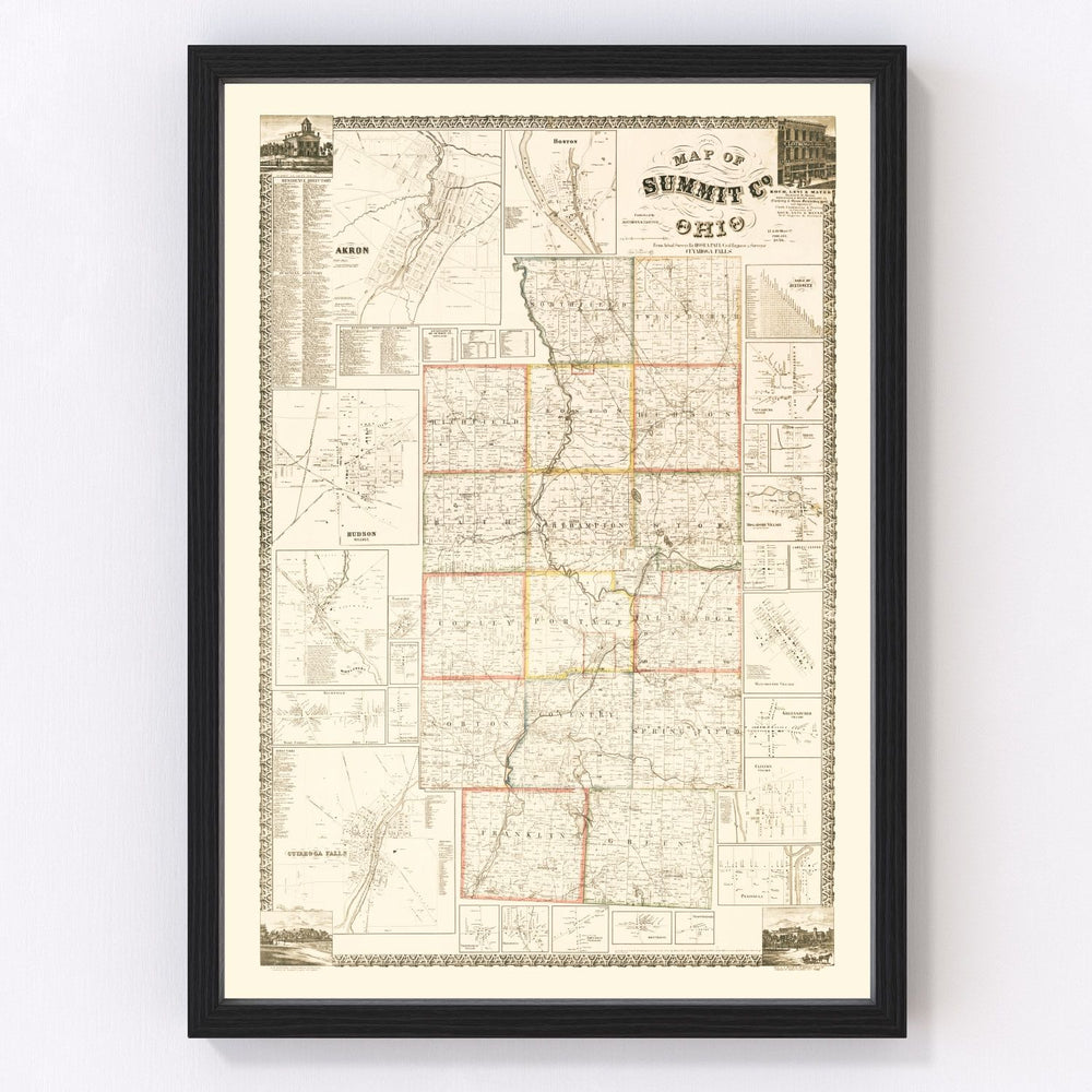 Summit County Vintage Map 1856