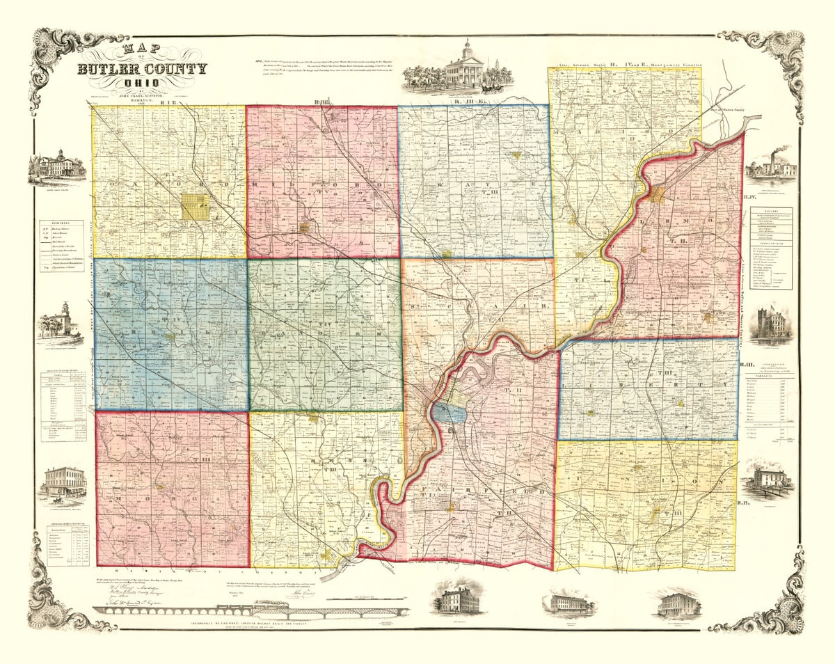 Preview of Vintage Map of Butler County, Ohio 1855