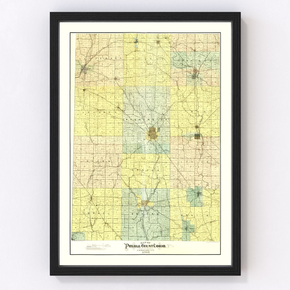 Preble County Vintage Map 1897