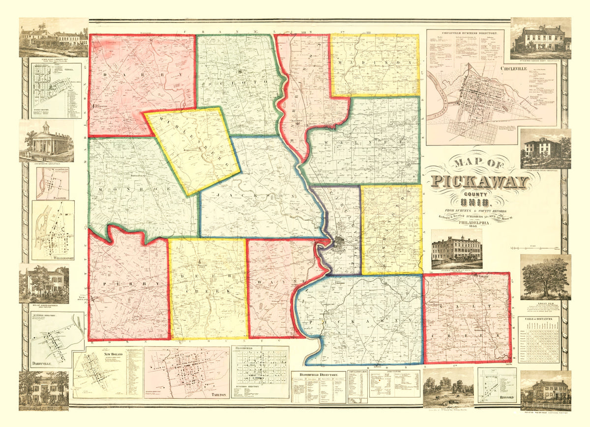Preview of Vintage Map of Pickaway County, Ohio 1858