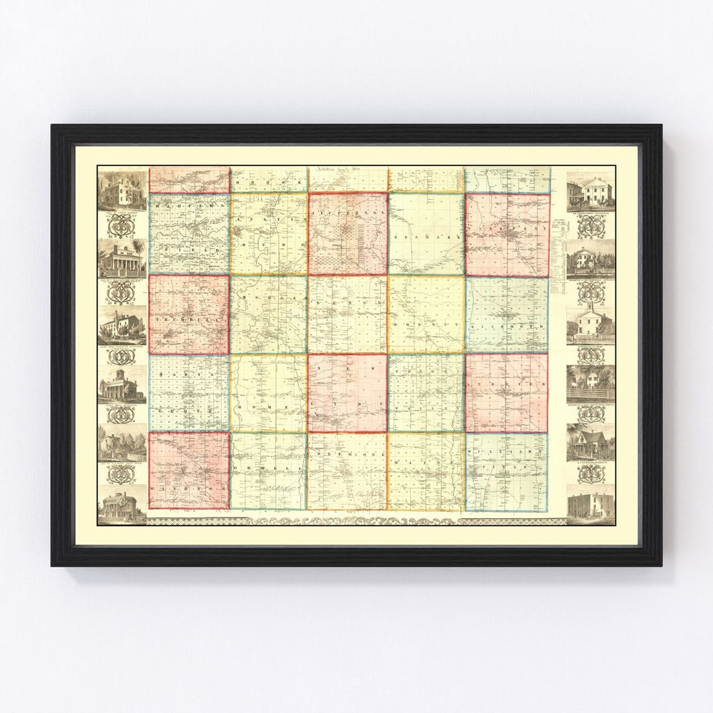 Ashtabula County Vintage Map 1856