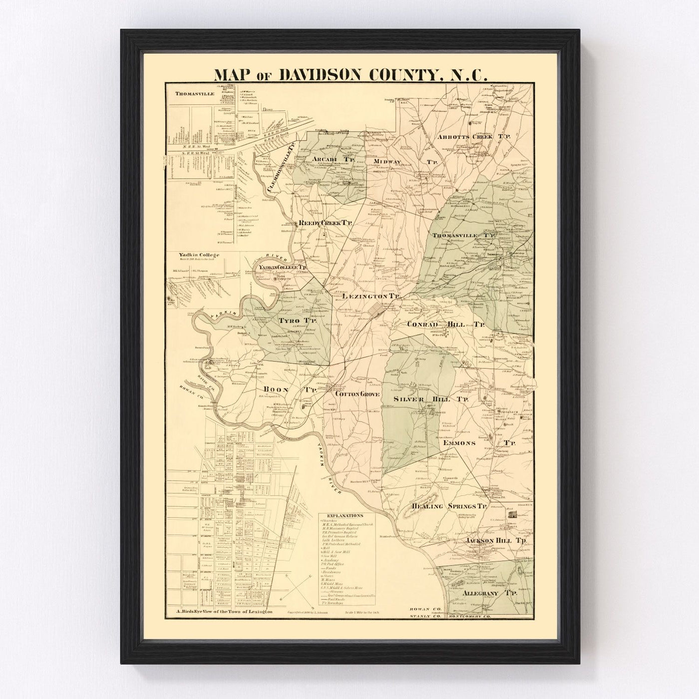 Davidson County Vintage Map 1890