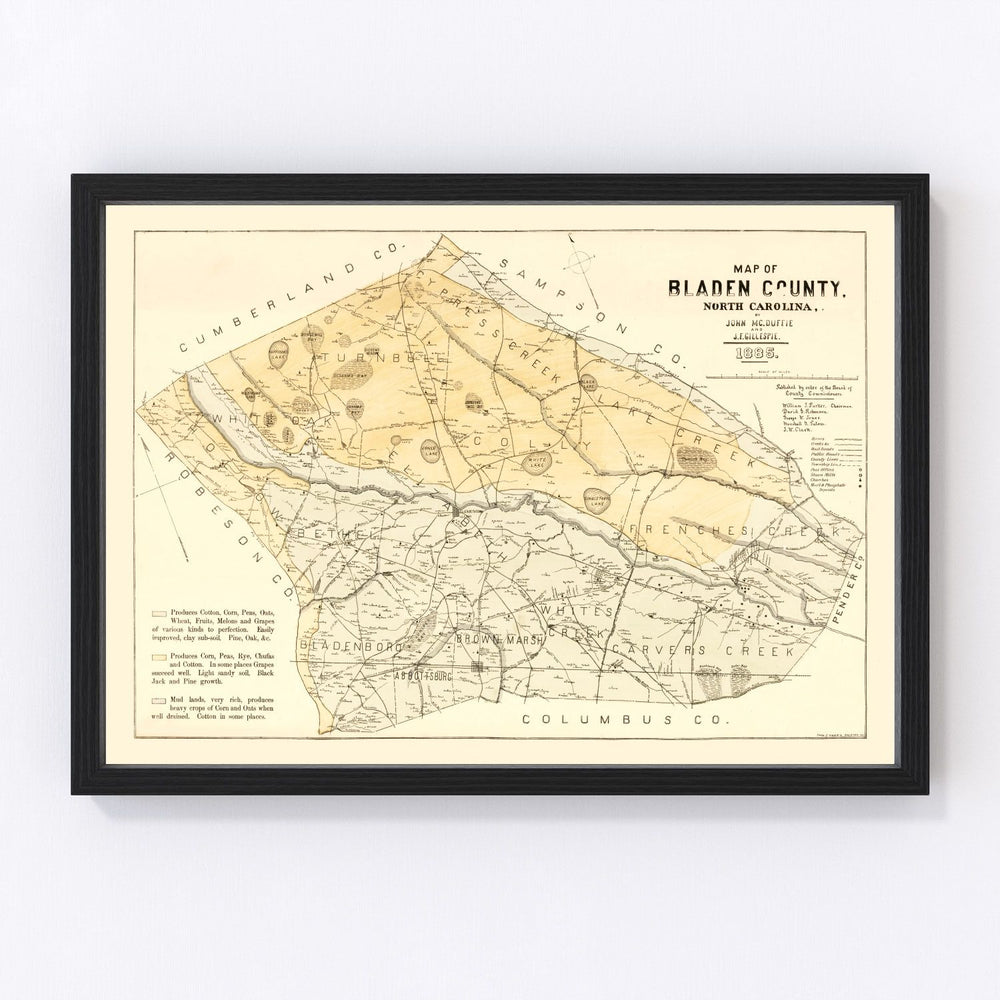 Bladen County Vintage Map 1885