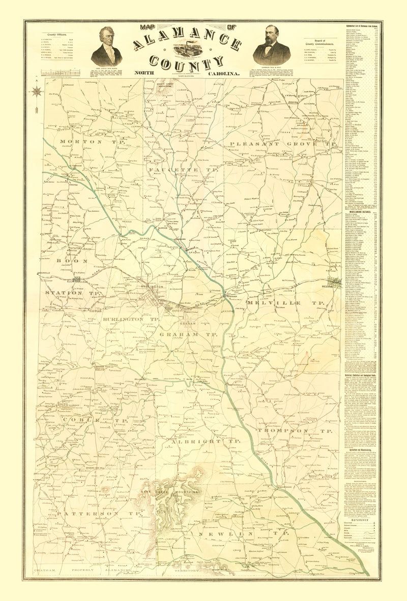 Size comparison using Vintage Map of Alamance County, North Carolina 1893