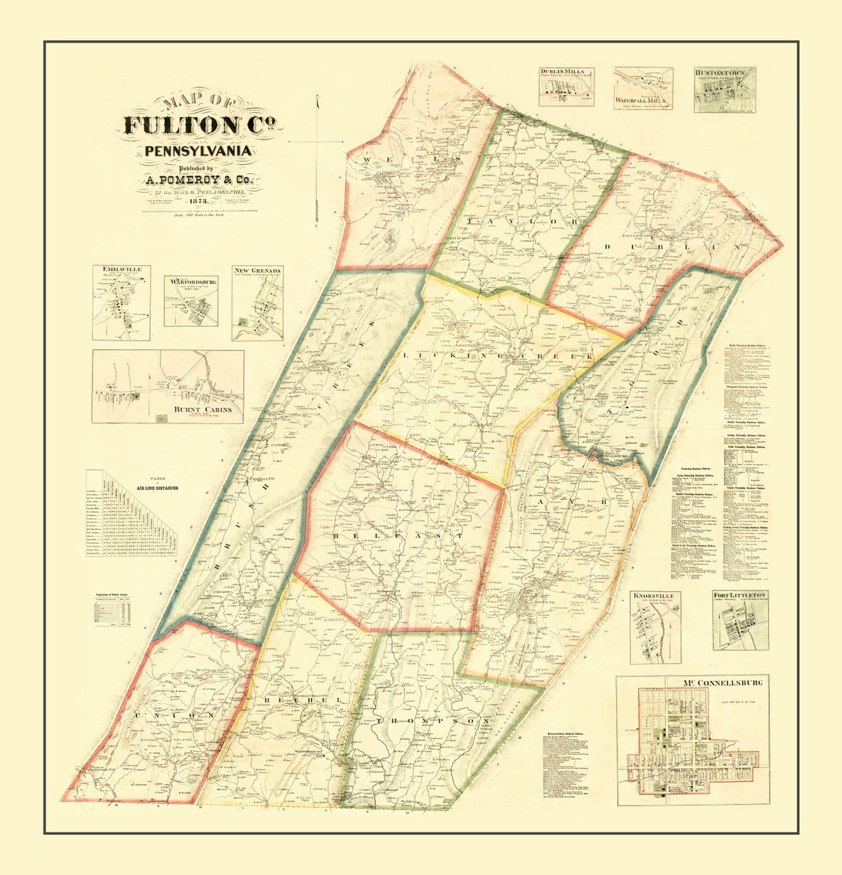 Preview of Vintage Map of Fulton County, Pennsylvania 1873